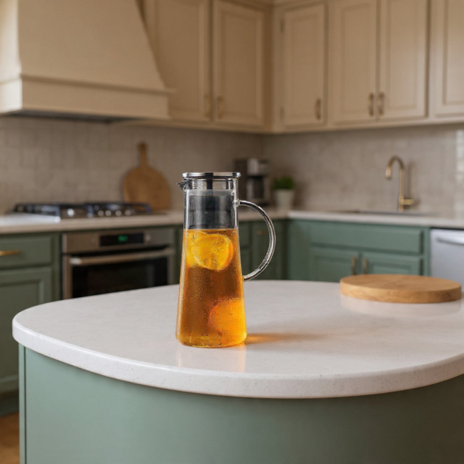 Carafe en verre borosilicate avec infuseur et couvercles bambou et inox