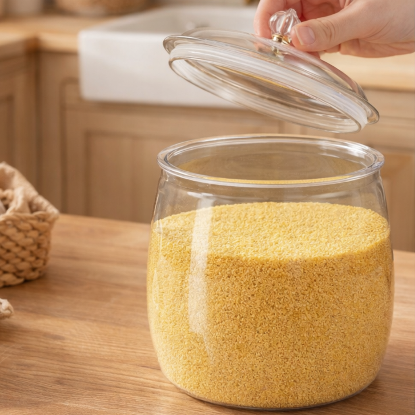 Bocaux de conservation en plastique PET sans BPA pour riz pâtes céréales
